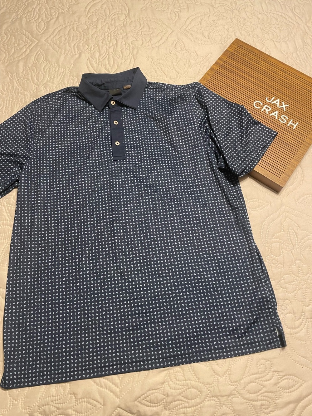 Greg Norman Collection Navy Micro-Pattern Polo